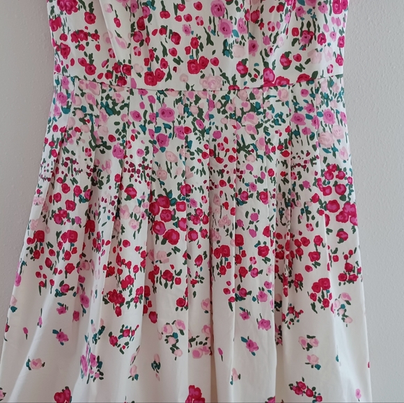 Talbots Floral Pleated Rose Garden Fit & Flare Cotton Dress, size 2 - Picture 5 of 16